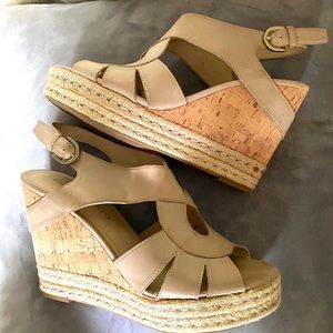 Franco Sarto nude platform wedge